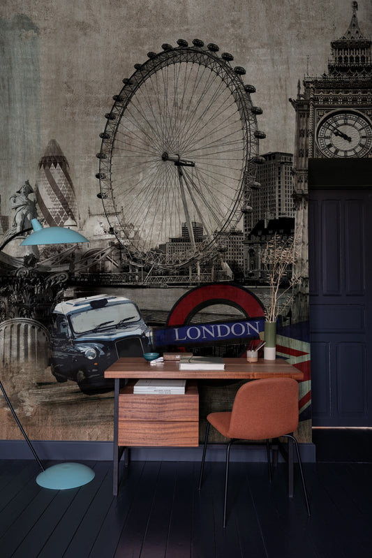  Digitaldruck Skyline London Grau Beige ML3401
