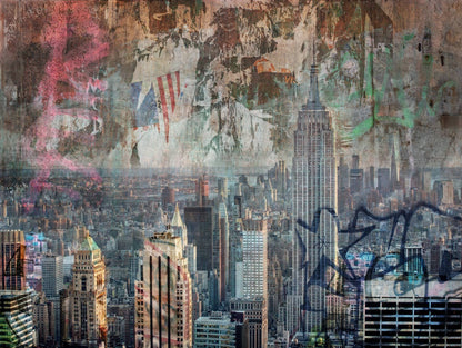  Digitaldruck Skyline New York Shabby Grau Braun Rot ML3701