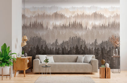 A.S. Creation Fototapete Braun Beige Abstrakt Wald Nebel 39181-2
