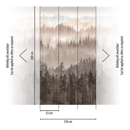 A.S. Creation Fototapete Braun Beige Abstrakt Wald Nebel 39181-2