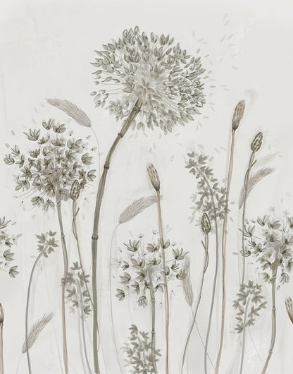  Fototapete Blumen Floral Grau Weiss Beige 32750