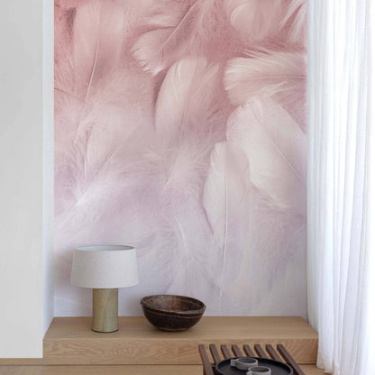  Digitaldruck Motiv Federn Rosa Weiß Grau ML1001