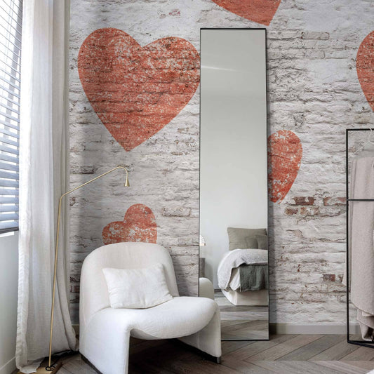  Digitaldruck Herzen Gemalt Wand Beige Rot ML2301