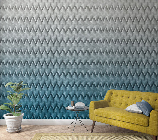  Fototapete Vlies 3D-Effekt Wellen Grafik Grau Blau 47271