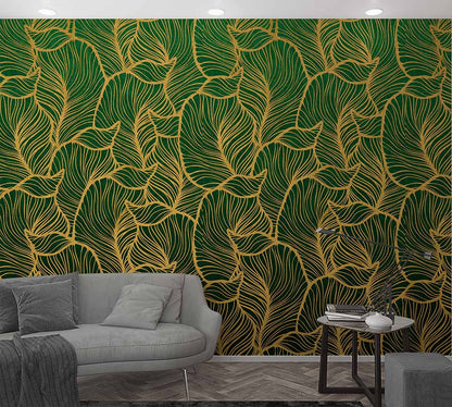  Fototapete Vlies Grafisch Blätter Floral Grün Blau 47241
