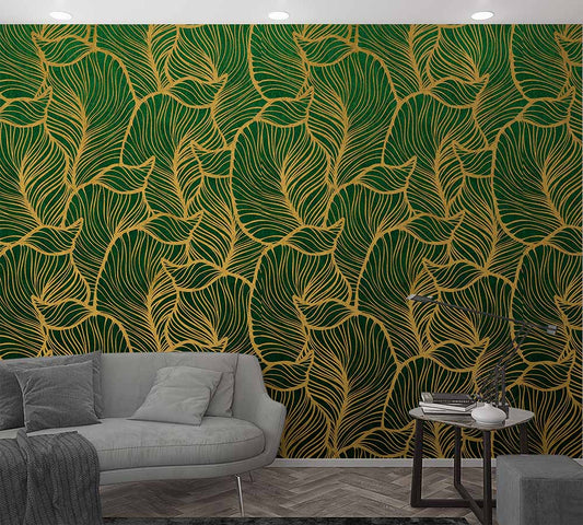  Fototapete Vlies Grafisch Blätter Floral Grün Blau 47241