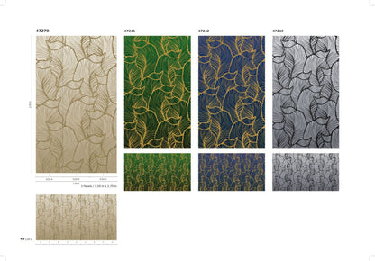  Fototapete Vlies Grafisch Blätter Floral Grün Blau 47241