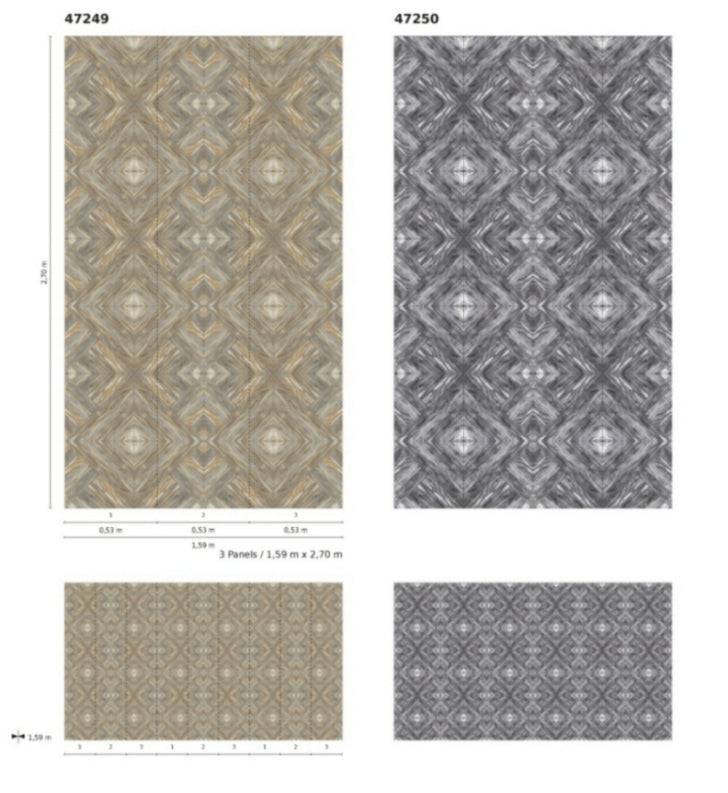  Fototapete Vlies Grafisch Holz-Optik Grau Weiß 47250