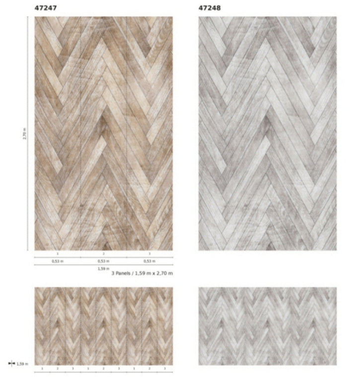  Fototapete Vlies Holz Zick-Zack-Muster Grau 47248
