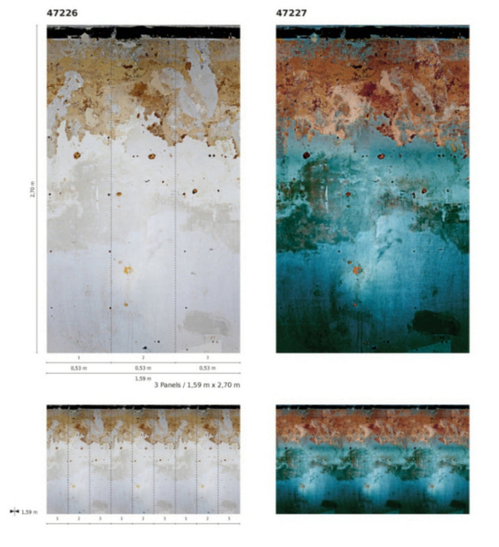  Fototapete Vlies Industrial Beton-Optik Blau Grün 47227