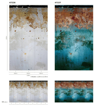  Fototapete Vlies Industrial Beton-Optik Blau Grün 47227
