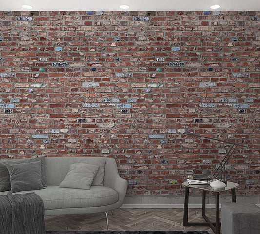  Fototapete Vlies Mauer Backsteine Rot-braun Blau 47254