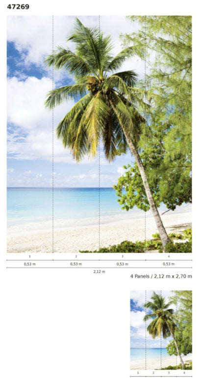 Fototapete Vlies Meer Palmen Urlaub Blau Grün Weiß 47269