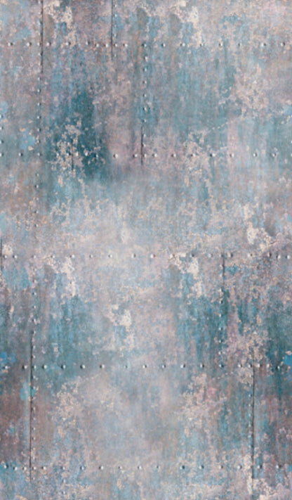  Fototapete Vlies Metall Nieten Industrial Blau 47213