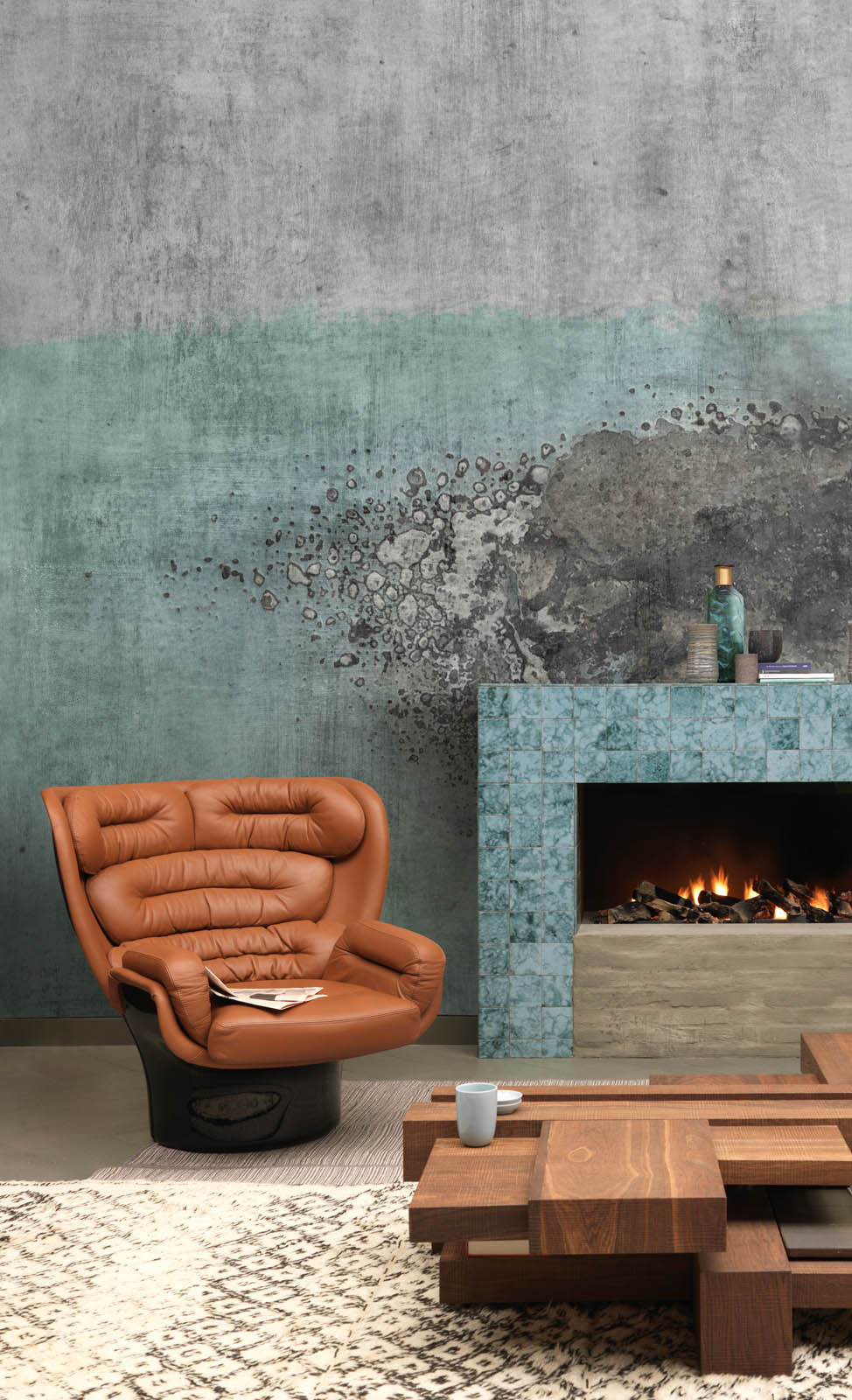  Rasch Fototapete Vlies 429732 Beton Industrial Grau Petrol