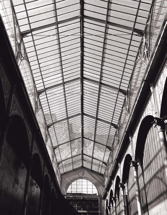  Rasch Fototapete Vlies 940923 Glasdach Fabrik Schwarz Weiß