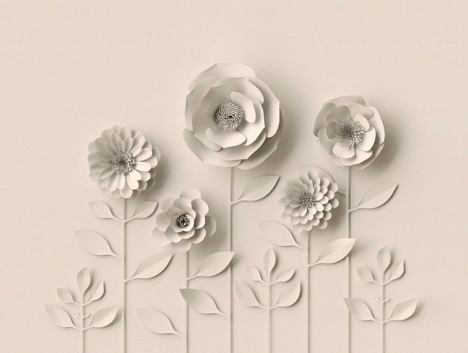 A.S. Creation Fototapeten 3D Floral Blumen Grau Vlies 38293-1