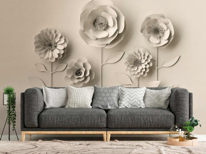 A.S. Creation Fototapeten 3D Floral Blumen Grau Vlies 38293-1