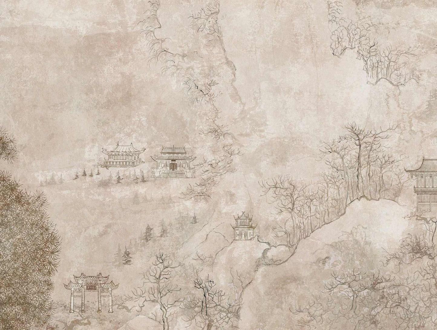 A.S. Creation Fototapeten Asien Landschaft Häuser Beige Braun 38247-1