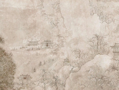 A.S. Creation Fototapeten Asien Landschaft Häuser Beige Braun 38247-1