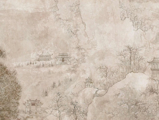 A.S. Creation Fototapeten Asien Landschaft Häuser Beige Braun 38247-1