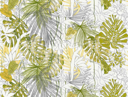 A.S. Creation Fototapeten Blätter Dschungel Floral Weiß Grün 38232-1
