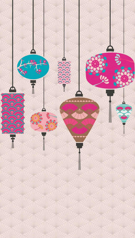 A.S. Creation Fototapeten Lampions Japan Rosa Rot Braun Vlies 38248-1