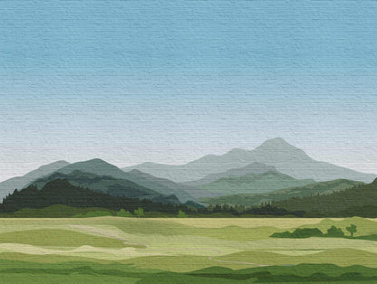 A.S. Creation Fototapeten Steinmauer Landschaft Grün Blau 38298-1