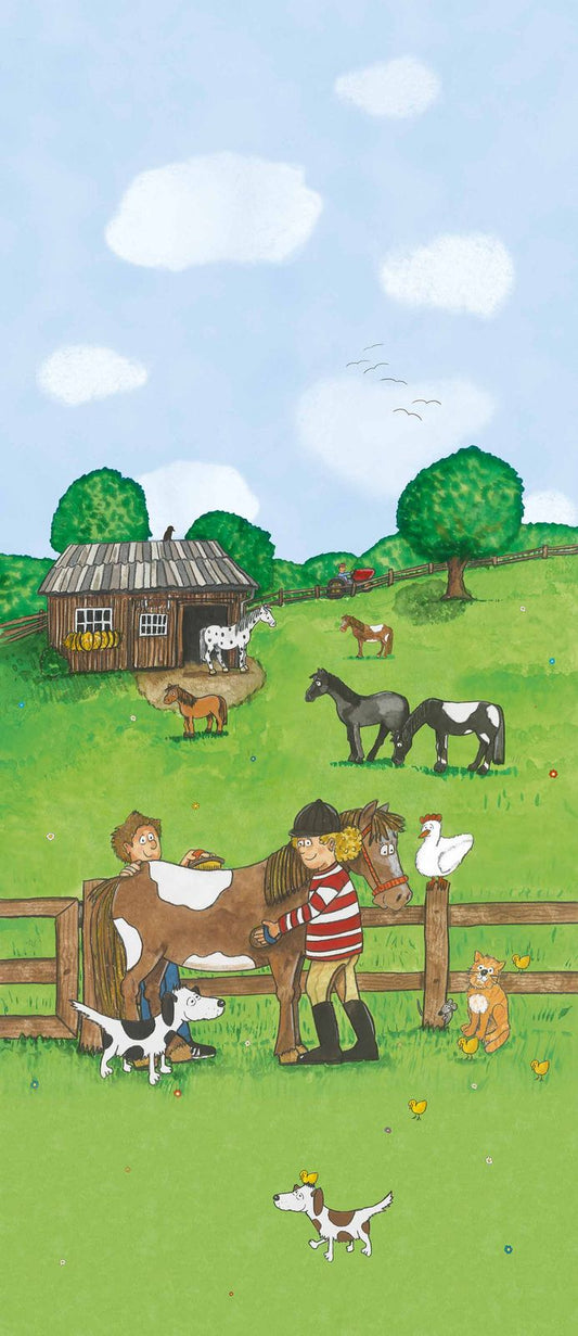 Kinder Wandbild Pferdewiese Grün Blau Jonas Kötz 46501