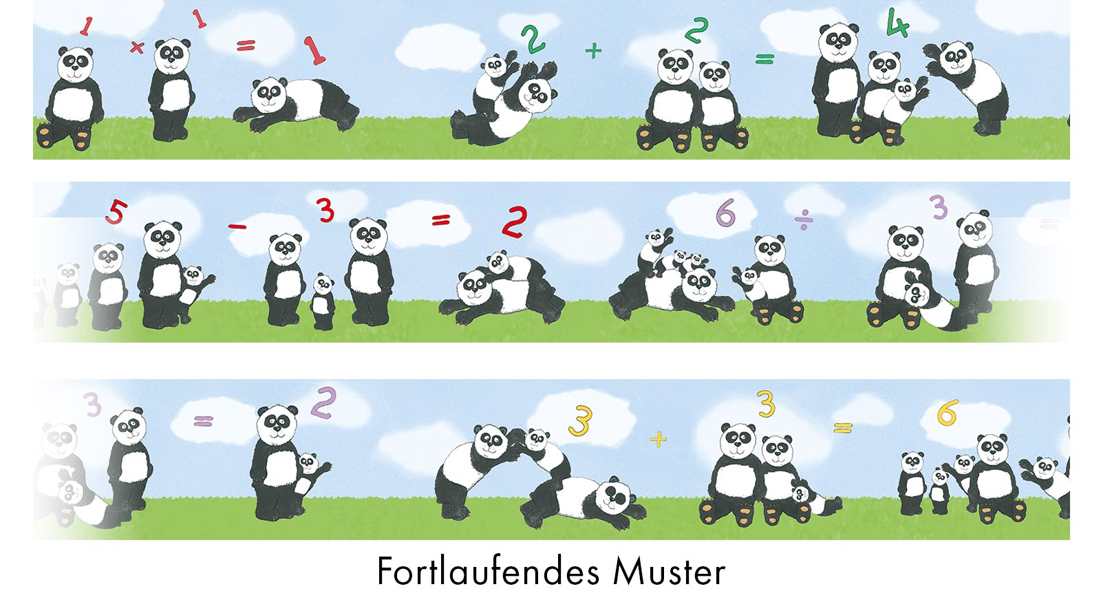  Kinderbordüre Panda Zahlen Blau Grün Jonas Kötz 46517