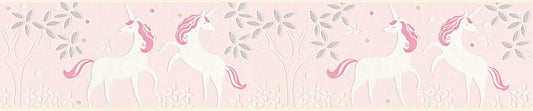 A.S. Creation Kinderborte Einhorn Floral Rosa Weiß Glitzer 36990-3