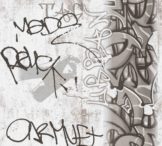 A.S. Creation Kindertapete Beton Graffiti Grau Weiß 36986-3