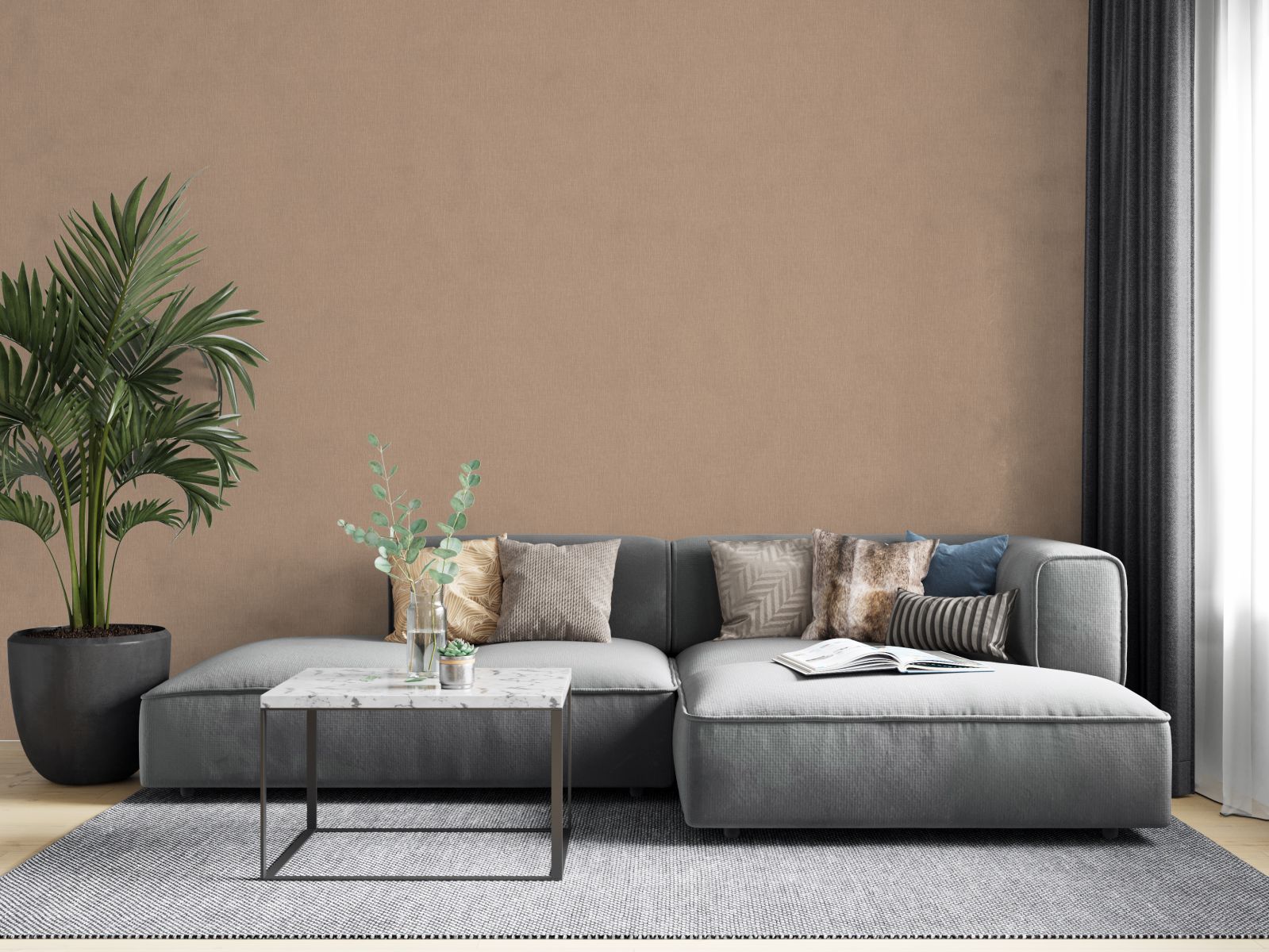  Marburg Vliestapete Uni Beige Grau 33965 Botanica