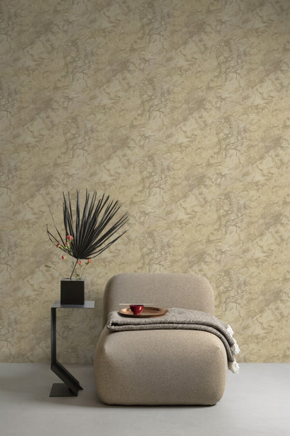  Marmorierte Tapete GranDeco WL1302 Beige Goldschimmer