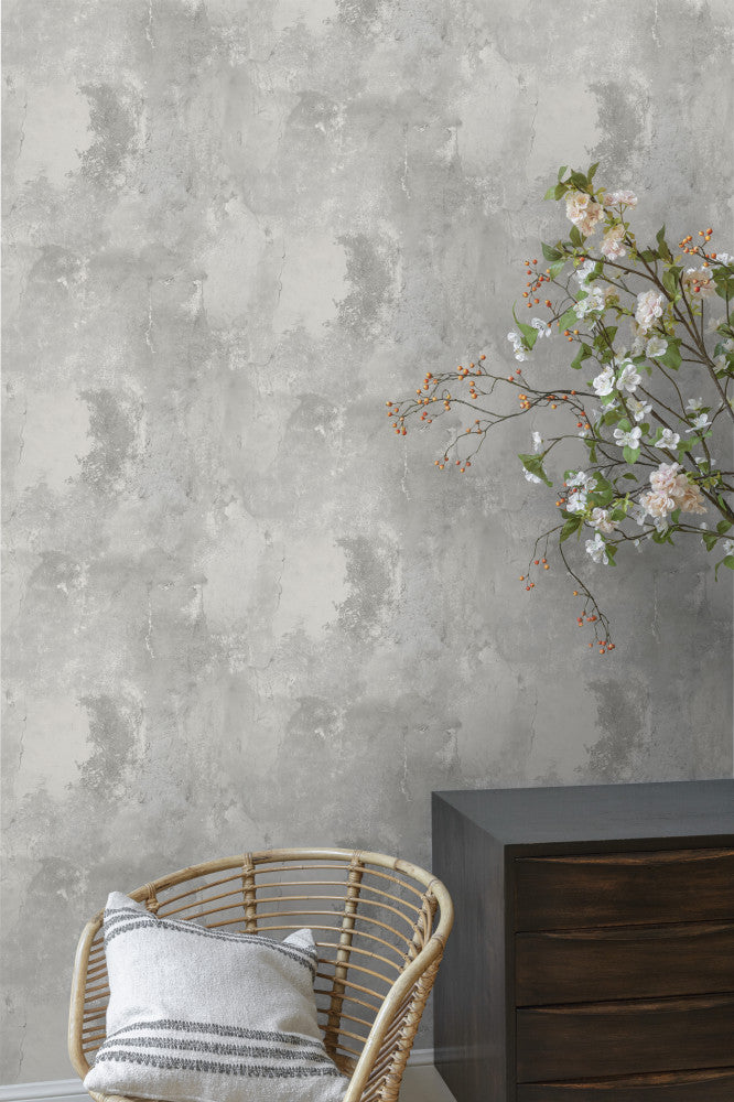  Putz-Optik Tapete GranDeco WL1201 Grau Silber