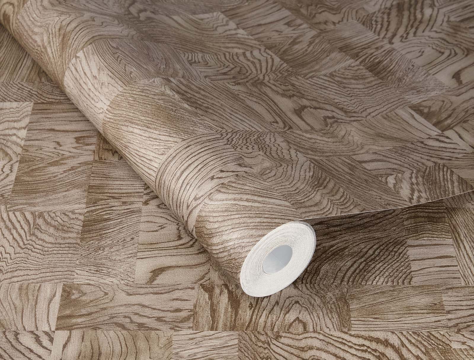  Vliestapete Rasch 751659 Holz Optik Geometrisch Braun Grau