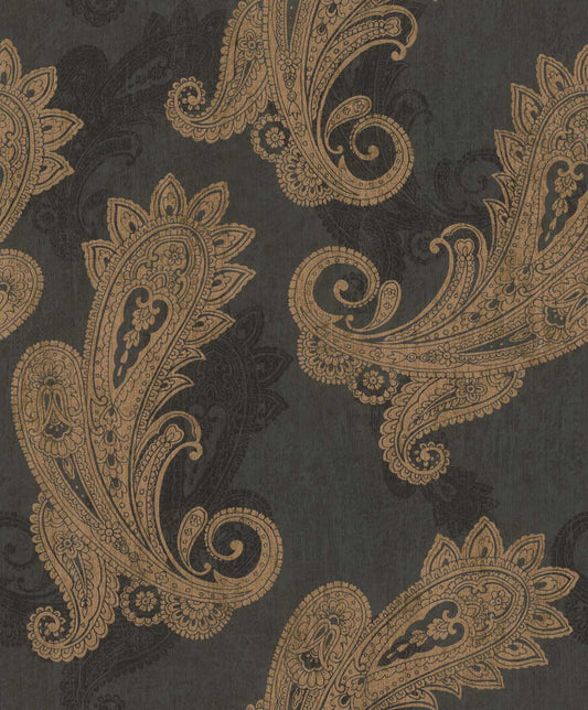  Vliestapete Rasch 746464 Ornamente Schwarz Gold Metallic