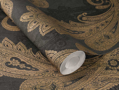  Vliestapete Rasch 746464 Ornamente Schwarz Gold Metallic