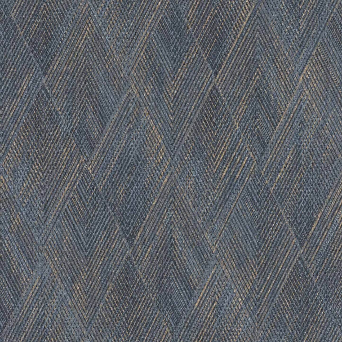 Vliestapete Rasch Blau Gold Rauten Linien 844146