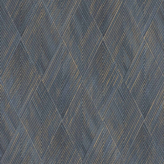  Vliestapete Rasch Blau Gold Rauten Linien 844146