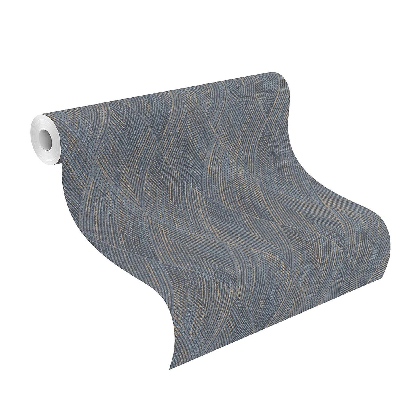 Vliestapete Rasch Blau Gold Rauten Linien 844146