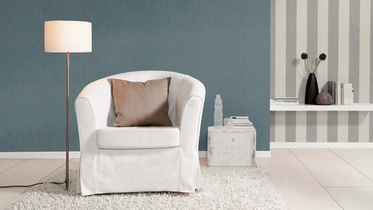  Vliestapete Rasch Blau Gold Einfarbig Linien 844436
