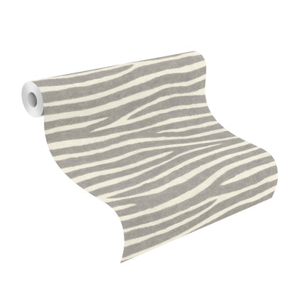  Vliestapete Rasch 751734 Felloptik Zebra Grau Weiß