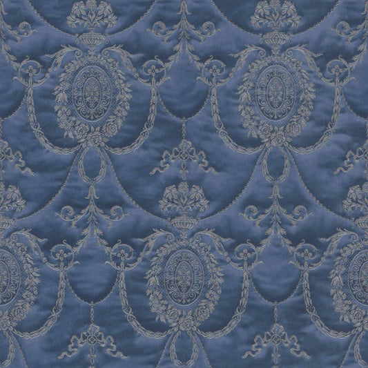  Satintapete Barock Blau Gold Glanz Rasch Trianon 532159