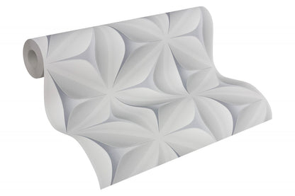 A.S. Creation Tapete Vlies 3D-Optik Blumen Aquarell Blaugrau 96042-1