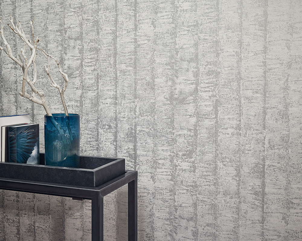  Tapete Kretschmer Deluxe Streifen Silber Weiß Glanz 41001-50