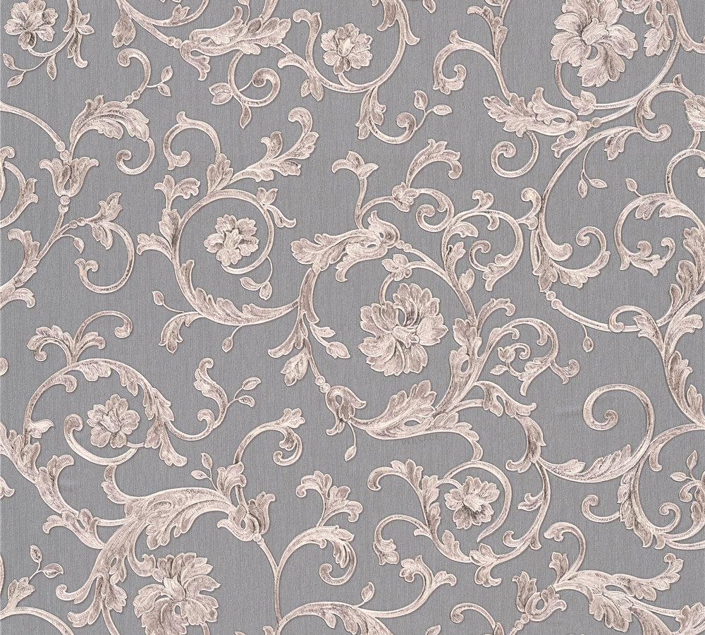  Versace Home Tapete Floral Grau Silber-grau Glitzer 34326-5