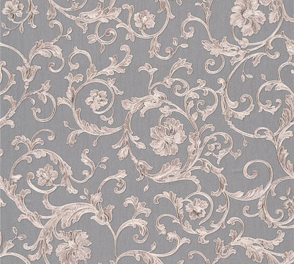  Versace Home Tapete Floral Grau Silber-grau Glitzer 34326-5