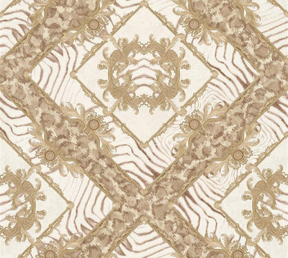  Versace Home Tapete Ornament Zebra Taupe Glanz 34904-1