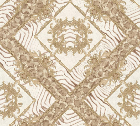  Versace Home Tapete Ornament Zebra Taupe Glanz 34904-1